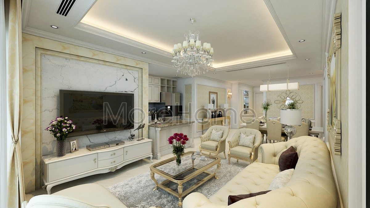 Thiết kế sofa phòng khách cổ điển - Vinhomes